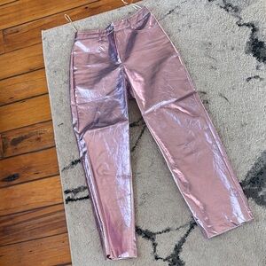 Metallic Pink Straight Leg Pants